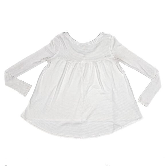 We the Free Kai Henley White Waffle Knit Babydoll Top Size M - Picture 3 of 6